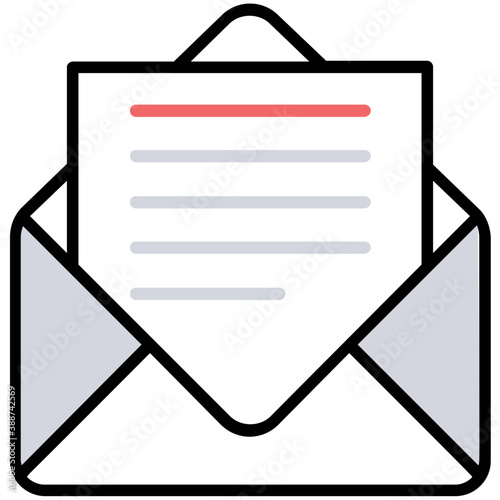 
Envelope holding a letter or draft paper, infographic for email 
