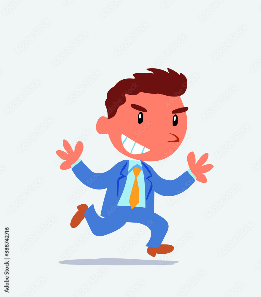 cartoon character of businessman running very pleased cartoon character of businessman running very pleased
