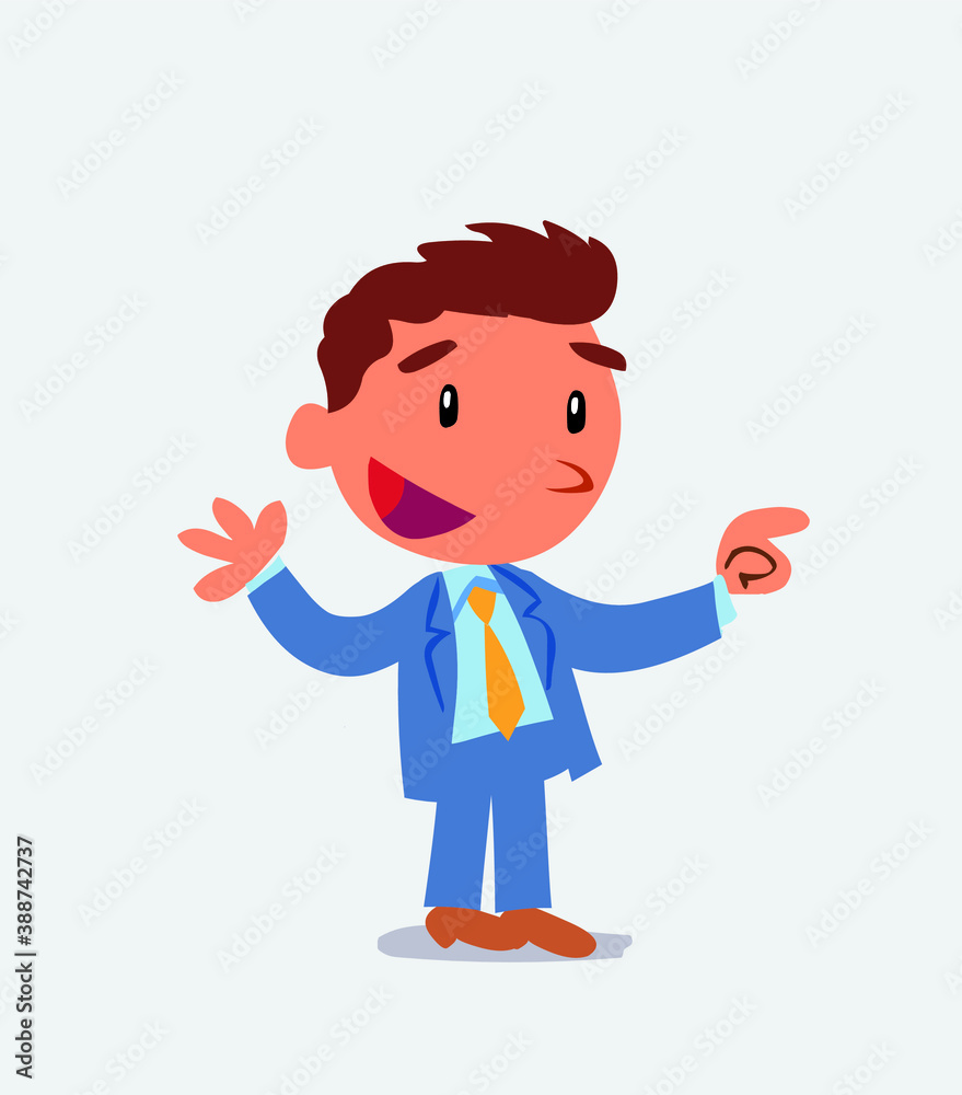 cartoon character of businessman smiling while pointing