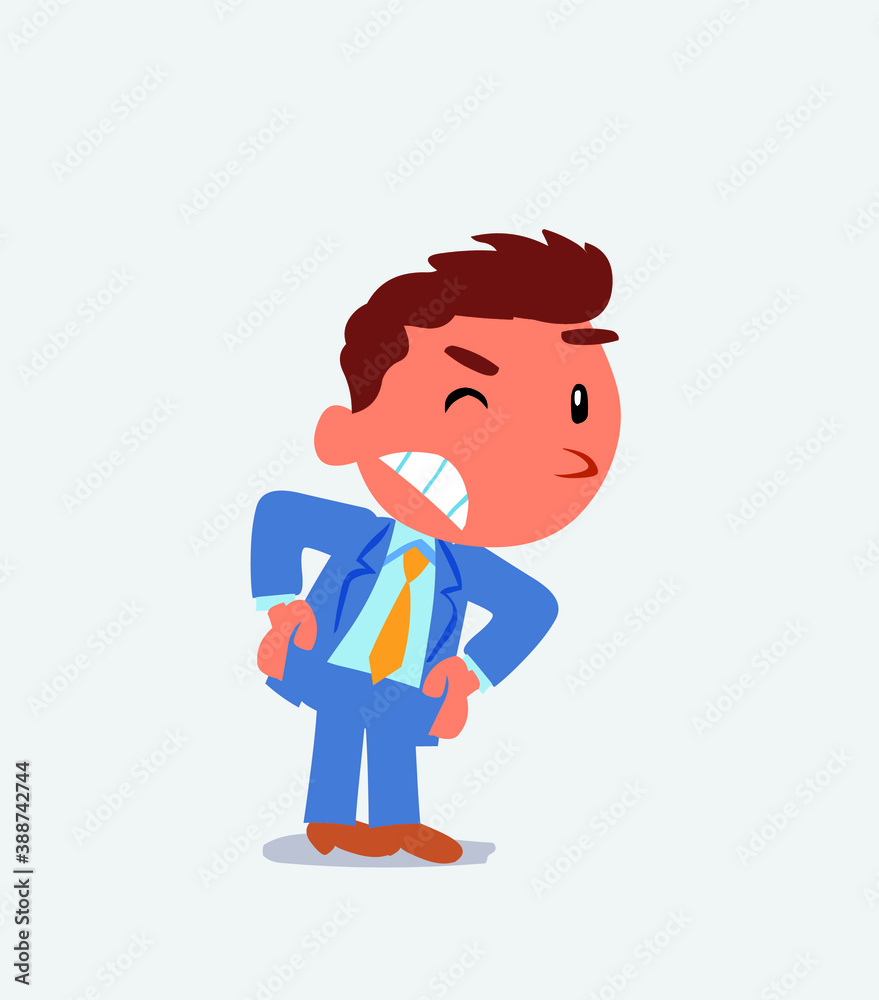  cartoon character of businessman suspecting something wrong
