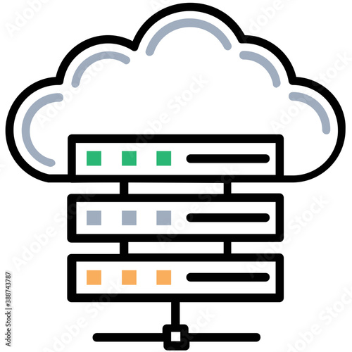  IT system connected to a cloud, design for cloud information icon 