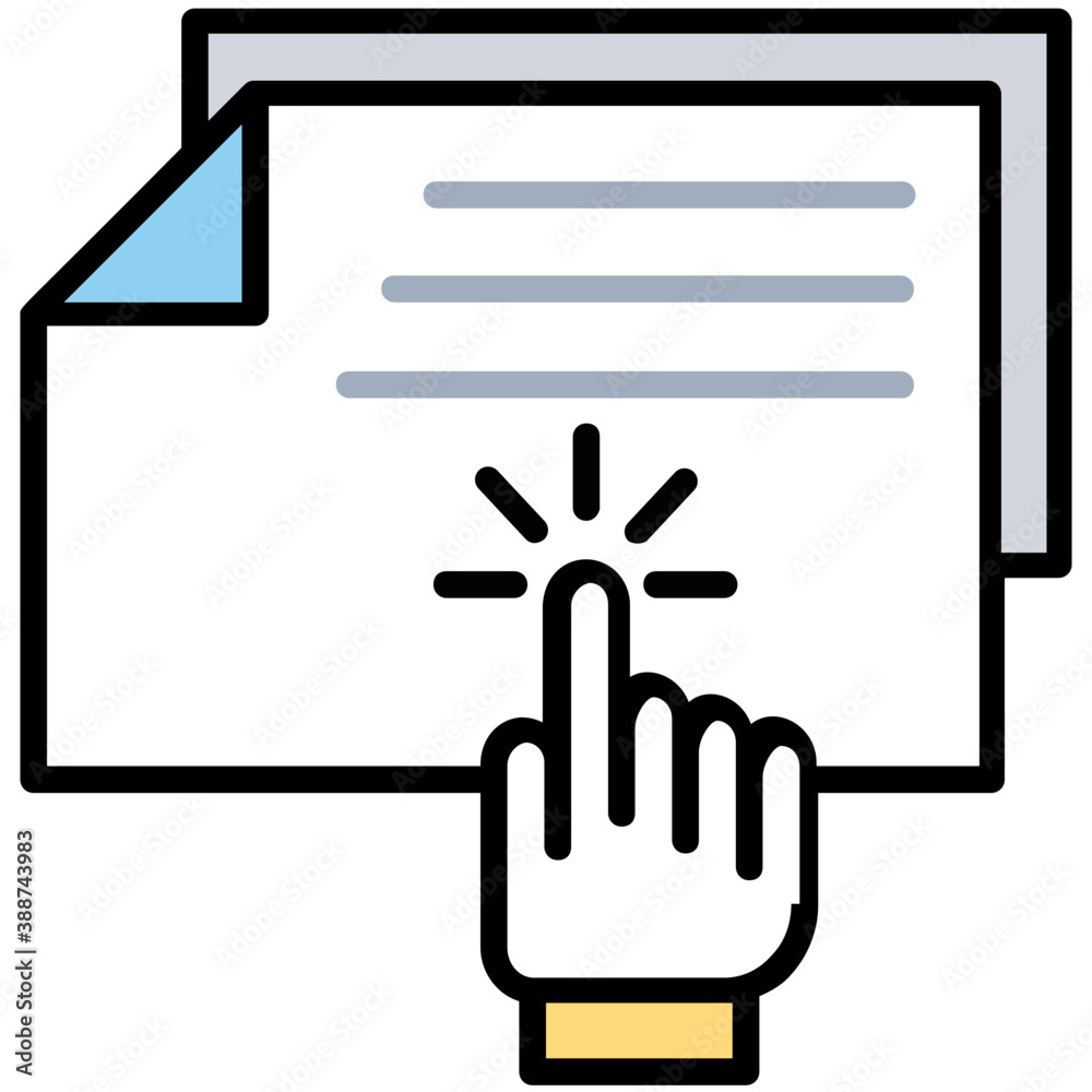 Mouse pointer clicking over a paper, icon for file access Stock Vector