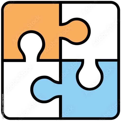 
Puzzle pieces joined together to give icon for related content 
