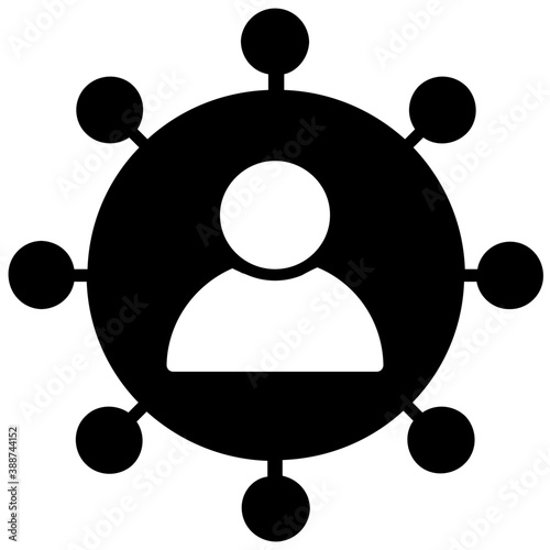
Human avatar surrounded by a network of entities, this icon is for affiliate marketing 

