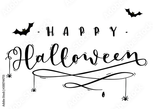 Happy Halloween Hand Lettering Banner, Vector
