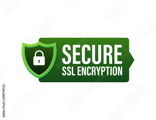Secure connection icon vector illustration isolated on white background, flat style secured ssl shield symbols.