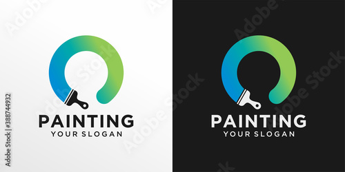 House painting logo design vector template
