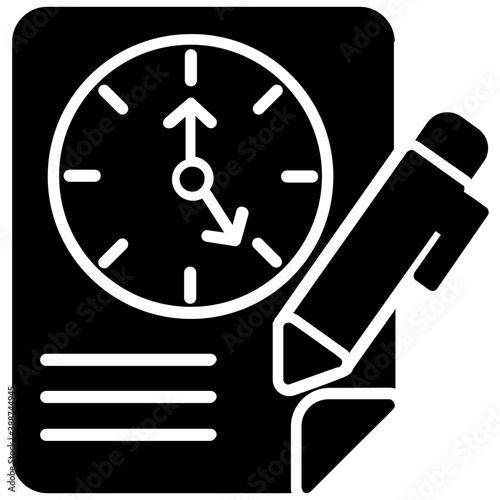 
A contract document with clock and pencil showing icon for long term contract
