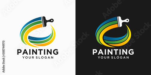 House painting logo design vector template
