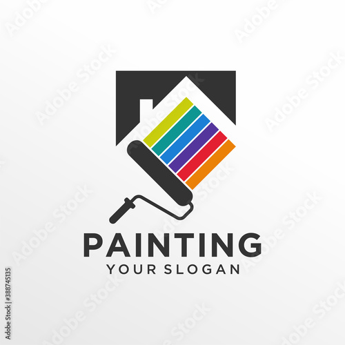 House painting logo design vector template
