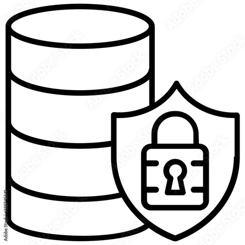 
A database protecting by a shielded lock, this is icon for data protection 
