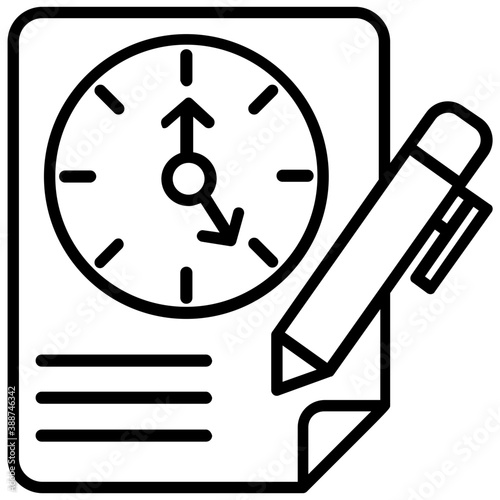 
A contract document with clock and pencil showing icon for long term contract
