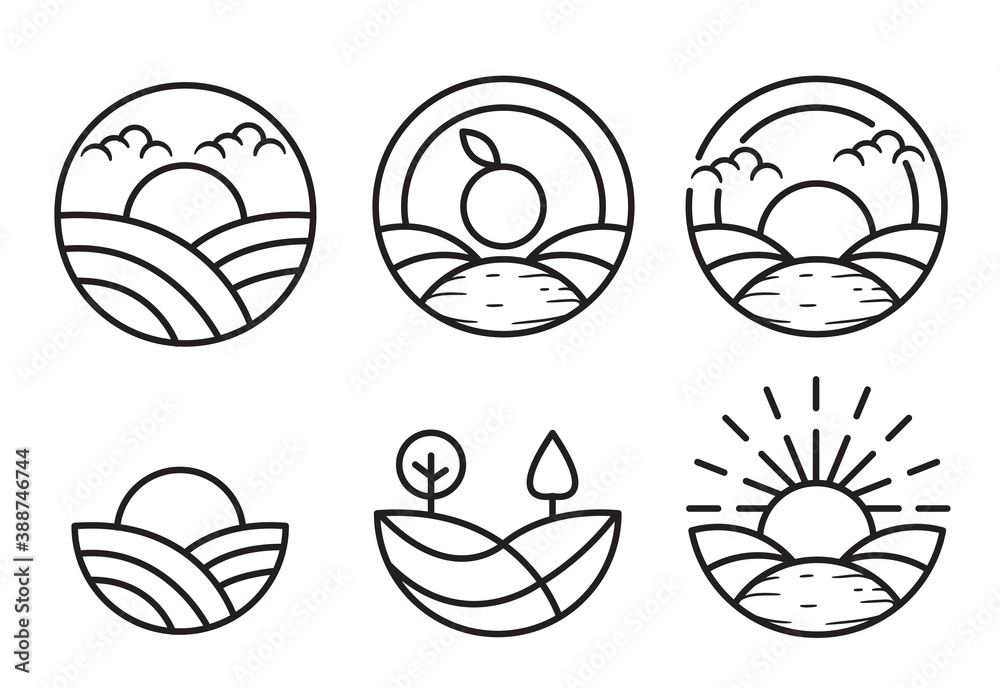 Simple line art farm logo Simple line art farm logo