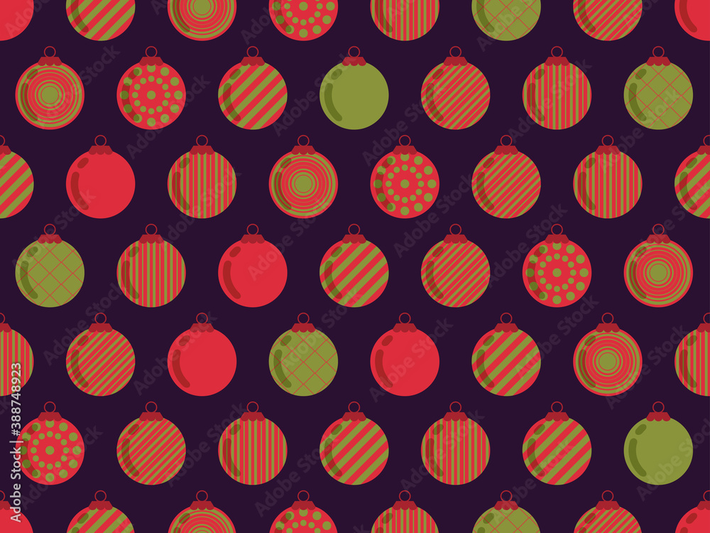 Christmas ball ornaments seamless pattern. Great for brochures, promotional material, wrapping paper and wallpapers. Vector illustration Christmas ball ornaments seamless pattern. Great for brochures, promotional material, wrapping paper and wallpapers. Vector illustration