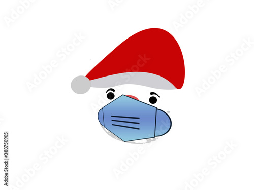 Weihnachtsmann Gesicht mit Maske Vektor auf weißen Hintergrund