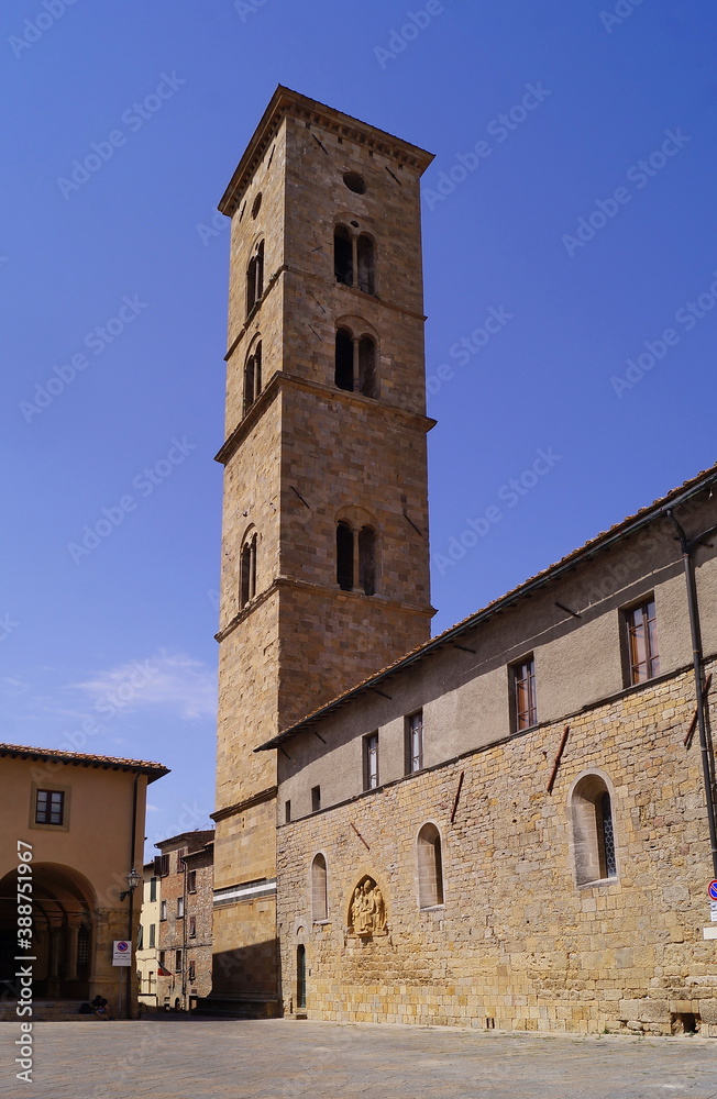 Bell tower of the Cathedral of the Assumption of Volterra, Tuscany, Italy