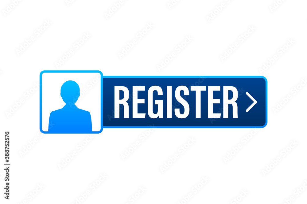 Blue banner register now. Vector stock illustration. Blue banner register now. Vector stock illustration.