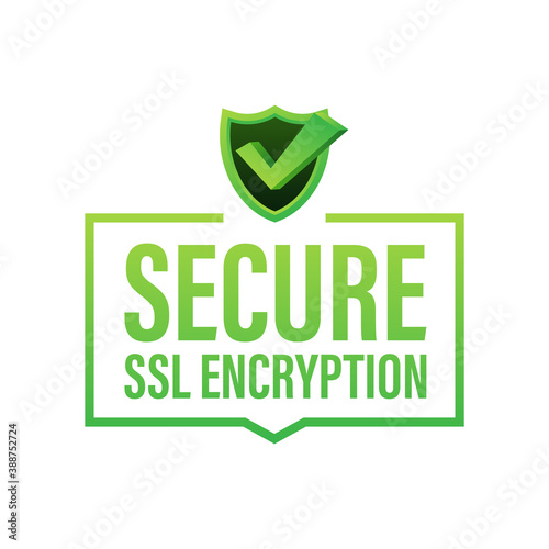 Secure connection icon vector illustration isolated on white background, flat style secured ssl shield symbols.