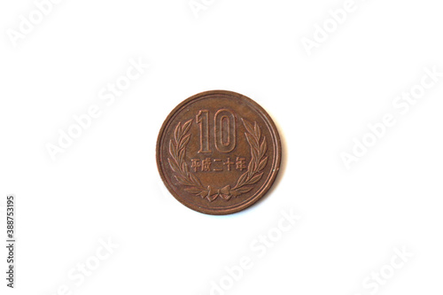 10 Japanese Yen isolated on a white background