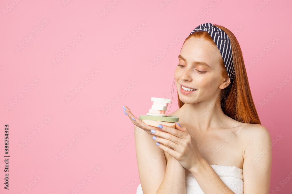 Beautiful woman with cosmetic sponge Beautiful woman with cosmetic sponge