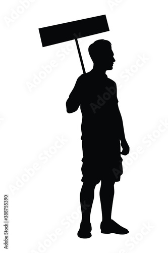 Protest man silhouette vector on white