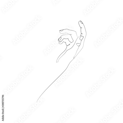 SINGLE-LINE DRAWING OF A HAND (7). This hand-drawn, continuous, line illustration is part of a collection artworks inspired by the drawings of Picasso. Each gesture sketch was created by hand. 
