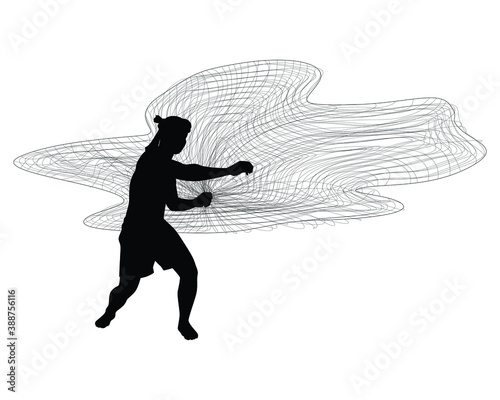 Fisher man with net silhouette vector