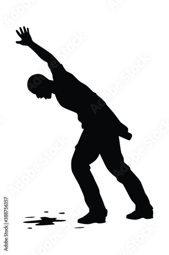 Drunk man silhouette vector on white