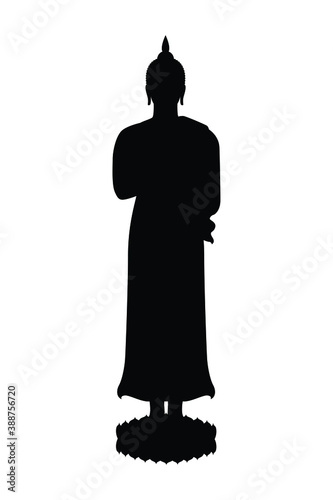 Buddha image silhouette vector, religion concept.