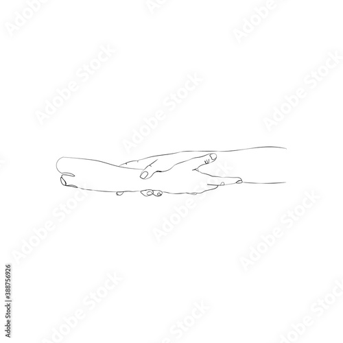 SINGLE-LINE DRAWING: HANDS (9). This hand-drawn, continuous, line illustration is part of a collection artworks inspired by the drawings of Picasso. Each gesture sketch was created by hand. 