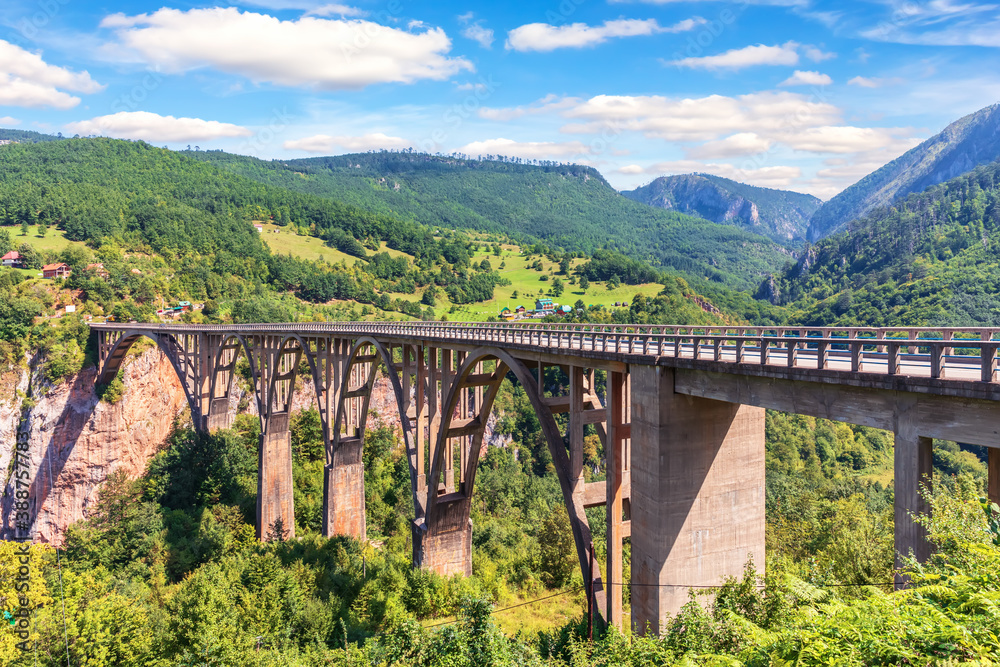 Durdevica Bridge over the Tara river, beautiful view in Montenegro