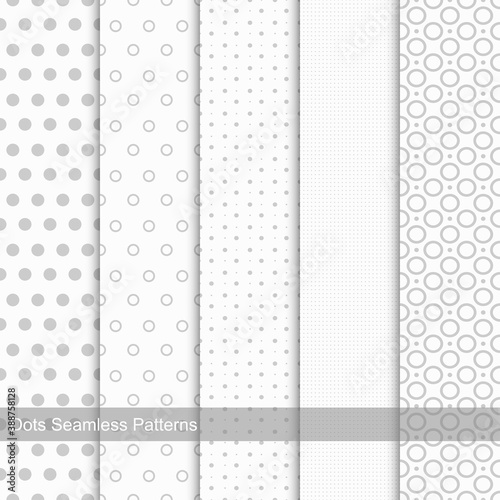 Set of seamless patterns with circles and dots.