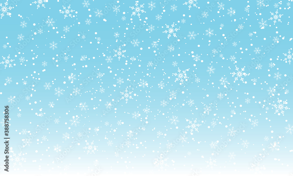 Snow background. Winter snowfall. White snowflakes on blue sky. Christmas background. Falling snow. Snow background. Winter snowfall. White snowflakes on blue sky. Christmas background. Falling snow.