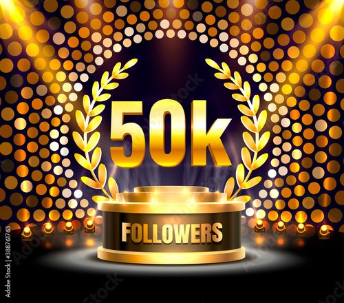 Thank you followers peoples, 50k online social group, happy banner celebrate, Vector