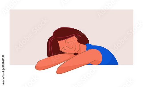 Thoughtfully woman dreamer putting head on hands portrait