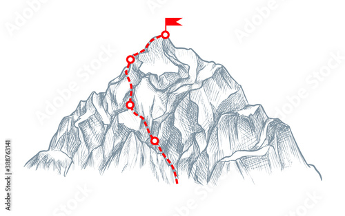 Business success or mission mountain symbol sketch on white