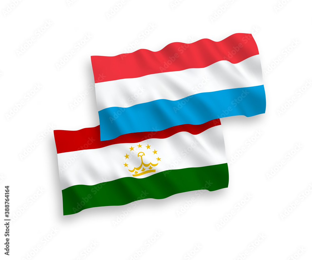 Flags of Tajikistan and Luxembourg on a white background