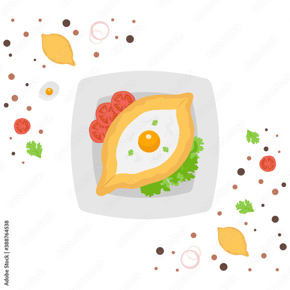 Georgian staple food Vector Icon Design, National Dish of Georgia Sign, South Caucasus Traditional cuisine Symbol, Gourmet food cooking with ingredients, Filled pastry Sign, Khachapuri Concept Georgian staple food Vector Icon Design, National Dish of Georgia Sign, South Caucasus Traditional cuisine Symbol, Gourmet food cooking with ingredients, Filled pastry Sign, Khachapuri Concept