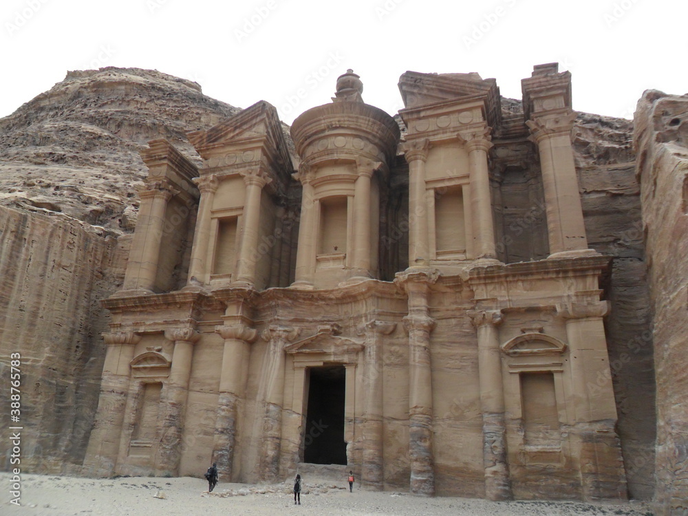 Exploring the archeological site of Petra and the red sandstone landscapes in Jordan