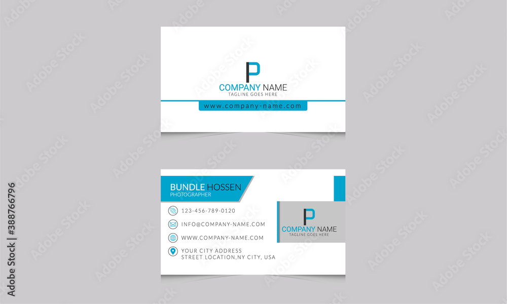 Creative and Clean professional  Business Card Template. Flat Design Vector Illustration. Stationery Design .