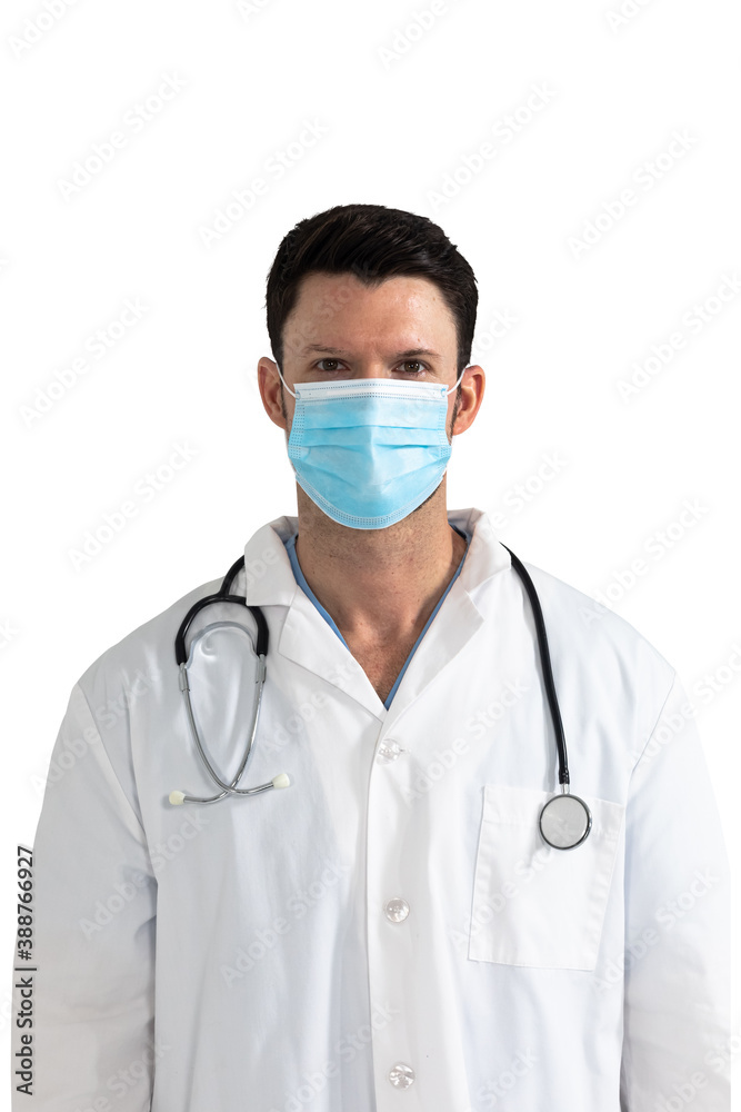 Portrait of male doctor wearing face mask against white background Portrait of male doctor wearing face mask against white background