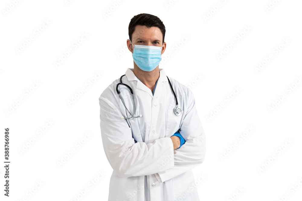 Portrait of male doctor wearing face mask against white background Portrait of male doctor wearing face mask against white background
