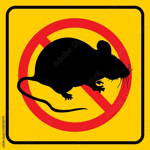 No Rats Animal Wildlife Printable Yellow Sticker Square Sign