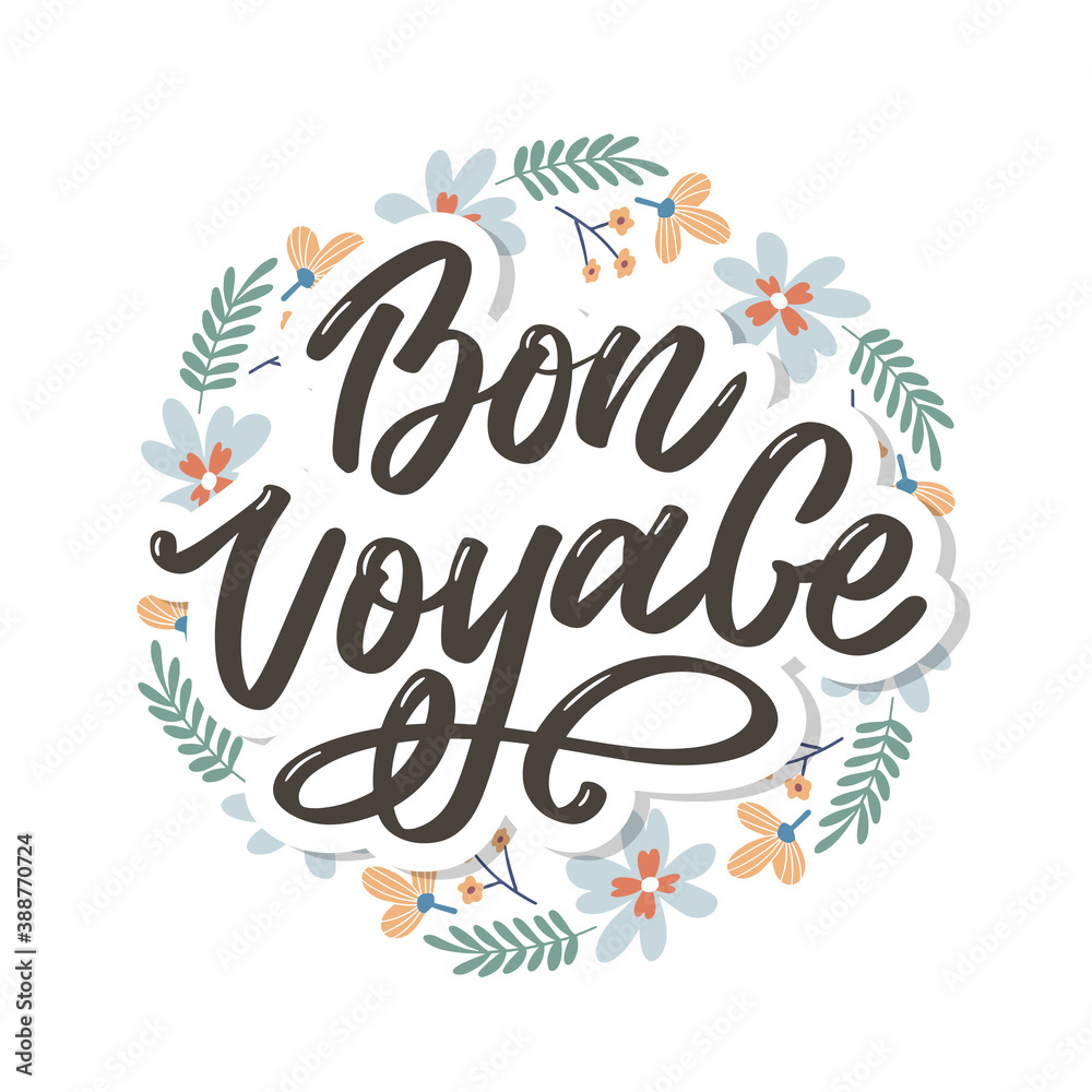 Bon Voyage Hand Lettering Vector Calligraphy Travel