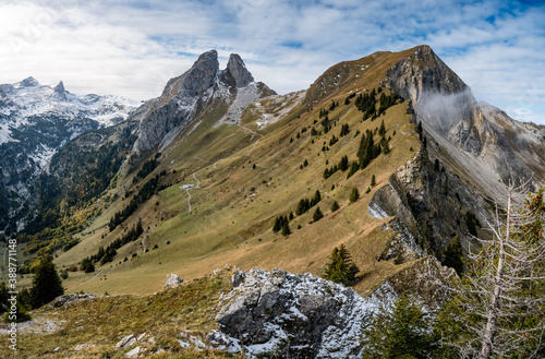 peaks of Les Jummeles and Le Grammont in Chablais Valaisan photo