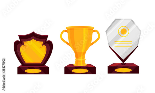 Golden Awards and Trophy of Different Shapes Vector Set