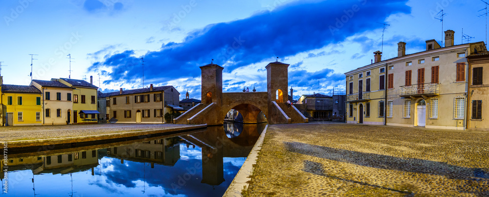 famous trepponti bridge in Comacchio - italy