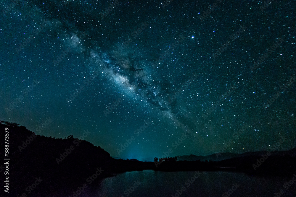 Milky Way with stars shining brightly beautiful at night Milky Way with stars shining brightly beautiful at night