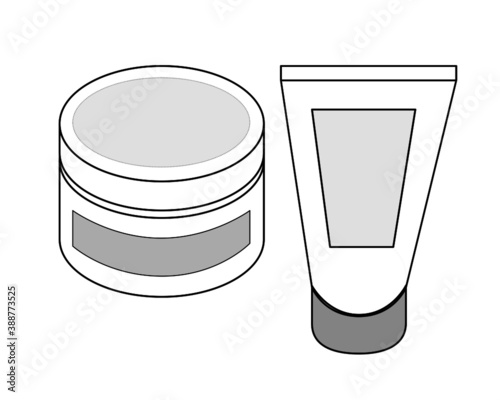 Vector icons of the tube and a small jar for some creme, any type of cosmetics or medicine.