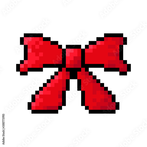 Bow icon. Color contour pixel art. Vector flat graphic illustration. The isolated object on a white background. Isolate.